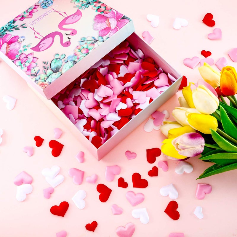 Jovitec 600 Piece Red White Pink Heart Confetti Valentine's Day Decoration Wedding Love Sponge Confetti Romantic Decoration for Birthday Anniversary Christmas Bed Table DIY Crafts - Image 4