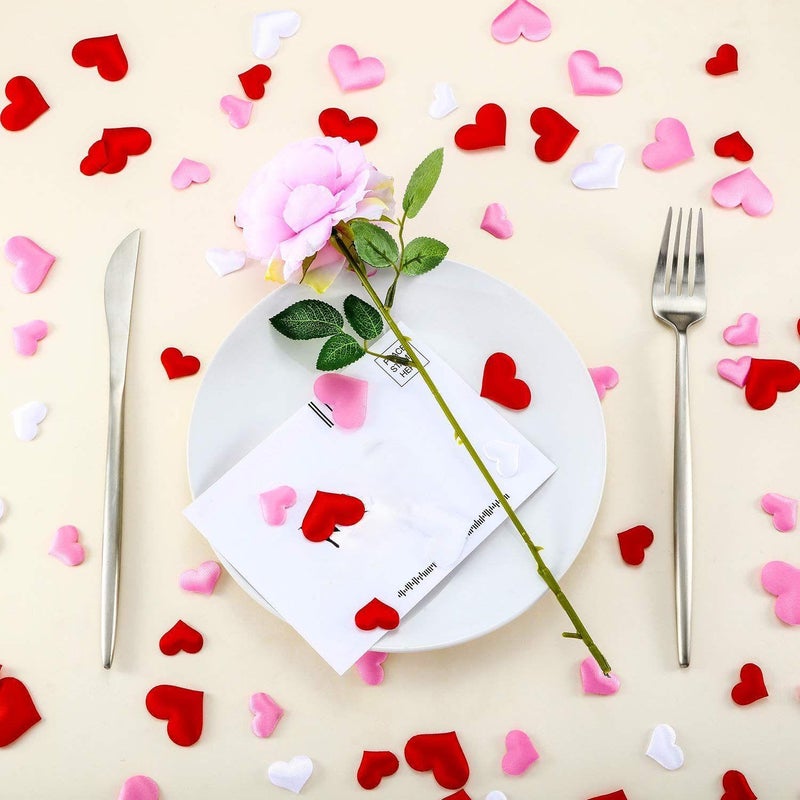 Jovitec 600 Piece Red White Pink Heart Confetti Valentine's Day Decoration Wedding Love Sponge Confetti Romantic Decoration for Birthday Anniversary Christmas Bed Table DIY Crafts - Image 2