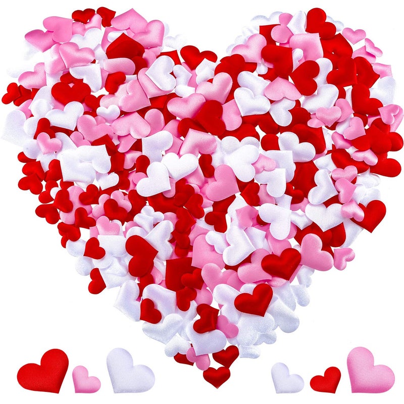 Jovitec 600 Piece Red White Pink Heart Confetti Valentine's Day Decoration Wedding Love Sponge Confetti Romantic Decoration for Birthday Anniversary Christmas Bed Table DIY Crafts - Image 1