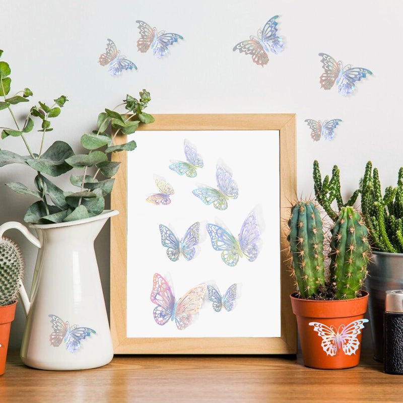 Aixoom 72 PCS Laser Butterfly Decorations, 3D Butterfly Decoration with 3 Styles 3 Sizes, Removable Wall Decor Stickers - Image 4