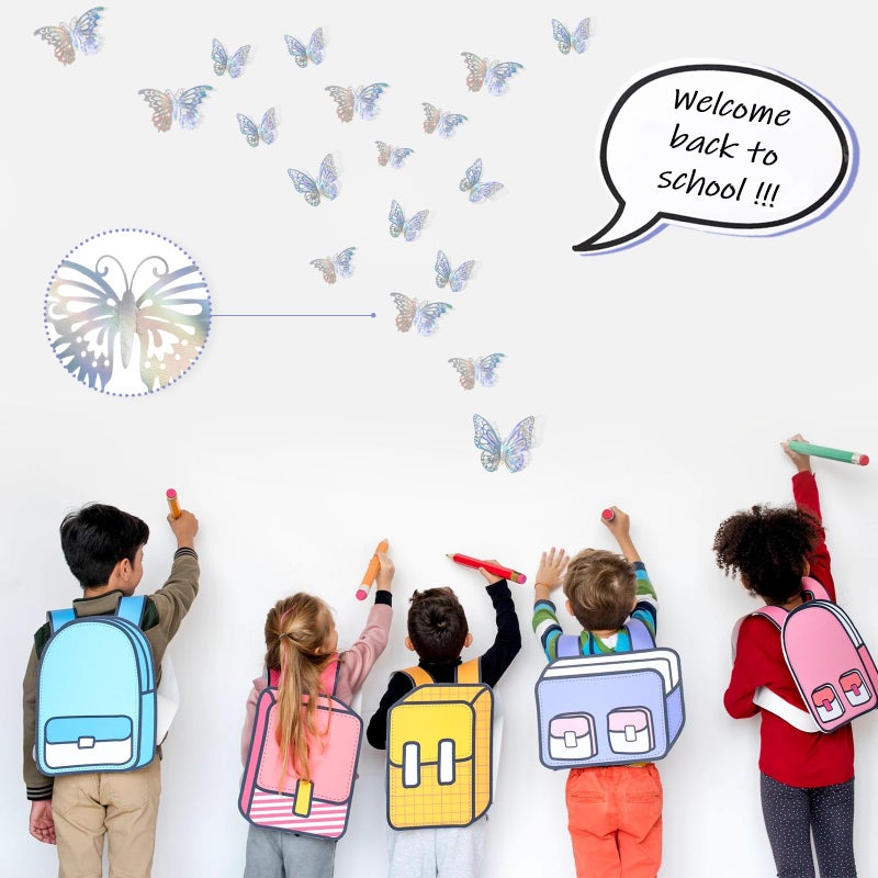 Aixoom 72 PCS Laser Butterfly Decorations, 3D Butterfly Decoration with 3 Styles 3 Sizes, Removable Wall Decor Stickers - Image 5