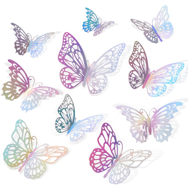 Aixoom 72 PCS Laser Butterfly Decorations, 3D Butterfly Decoration with 3 Styles 3 Sizes, Removable Wall Decor Stickers - Image 1
