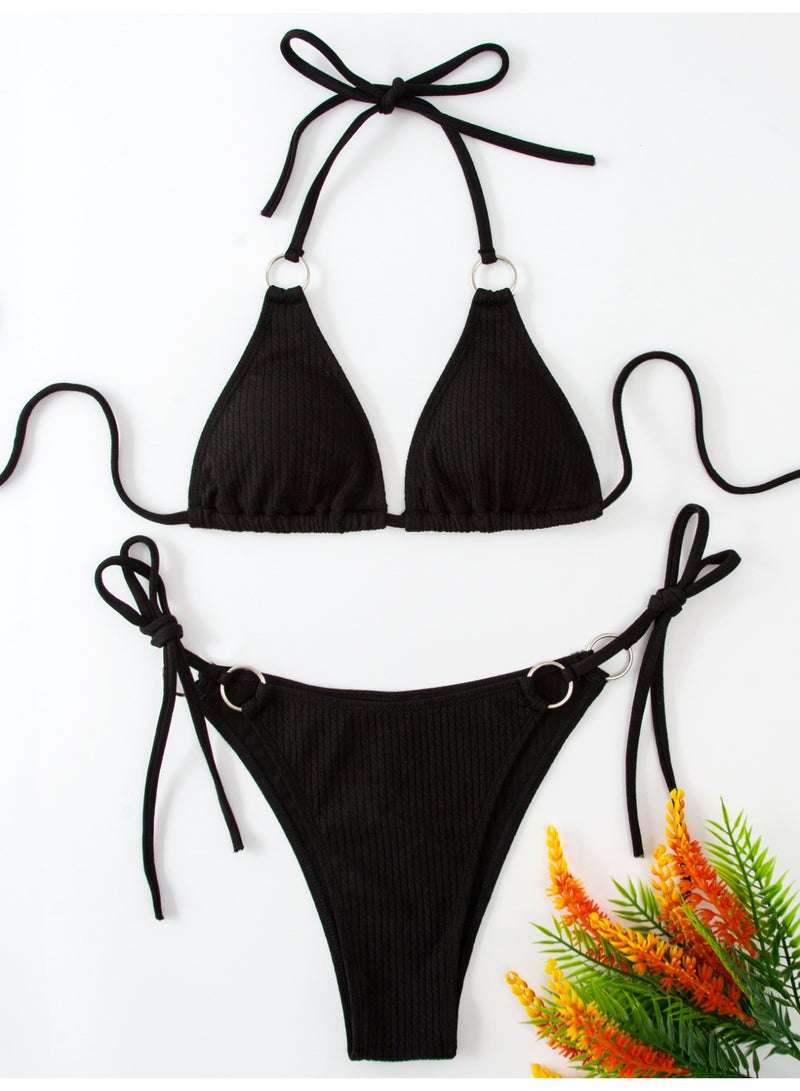 SCACTO Sexy Bikini Set Summer Side Tie Thong Bandage Style Swimsuit Womens Clothing 
