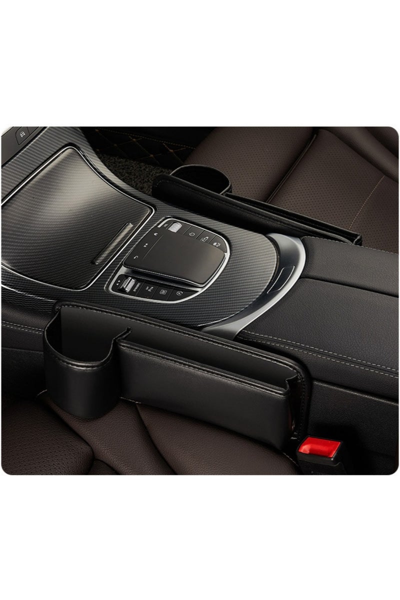 1set of 2pcs Car Seat Gap Filler Organizer with Cup Holder, 2025 New Premium Leather Car Seat Gap Filler, No Drop Seat Guard & Car Organizer for Keys, Cards, Phone, Sunglasses, Small Items - Image 1