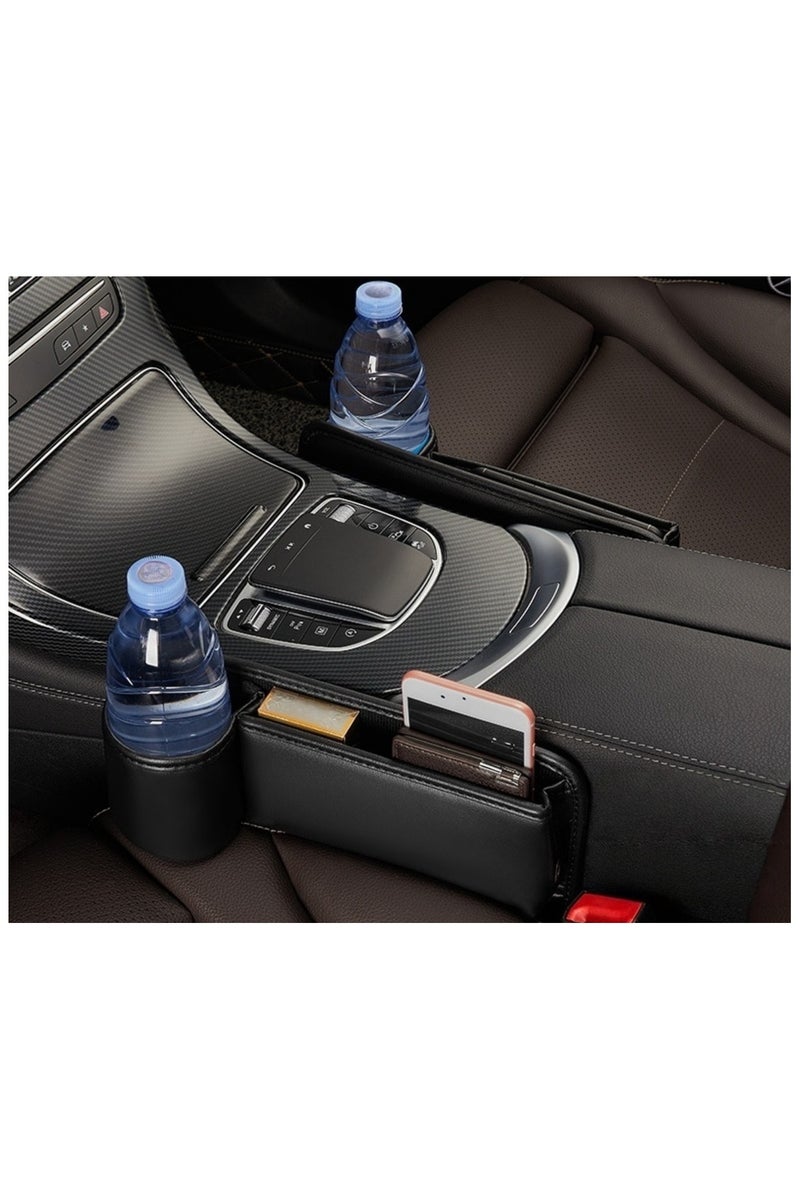 1set of 2pcs Car Seat Gap Filler Organizer with Cup Holder, 2025 New Premium Leather Car Seat Gap Filler, No Drop Seat Guard & Car Organizer for Keys, Cards, Phone, Sunglasses, Small Items - Image 4