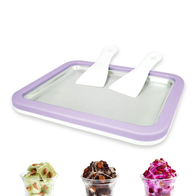 climafusion Rolled Ice Cream Maker Instant Ice Cream Maker with 2 Spatulas Frozen Yoghurt Plate Homemade DIY Instant Gelato Pan/Roll (Lavender) - Image 1