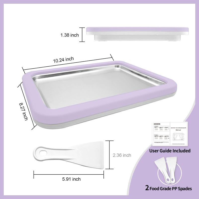 climafusion Rolled Ice Cream Maker Instant Ice Cream Maker with 2 Spatulas Frozen Yoghurt Plate Homemade DIY Instant Gelato Pan/Roll (Lavender) - Image 2