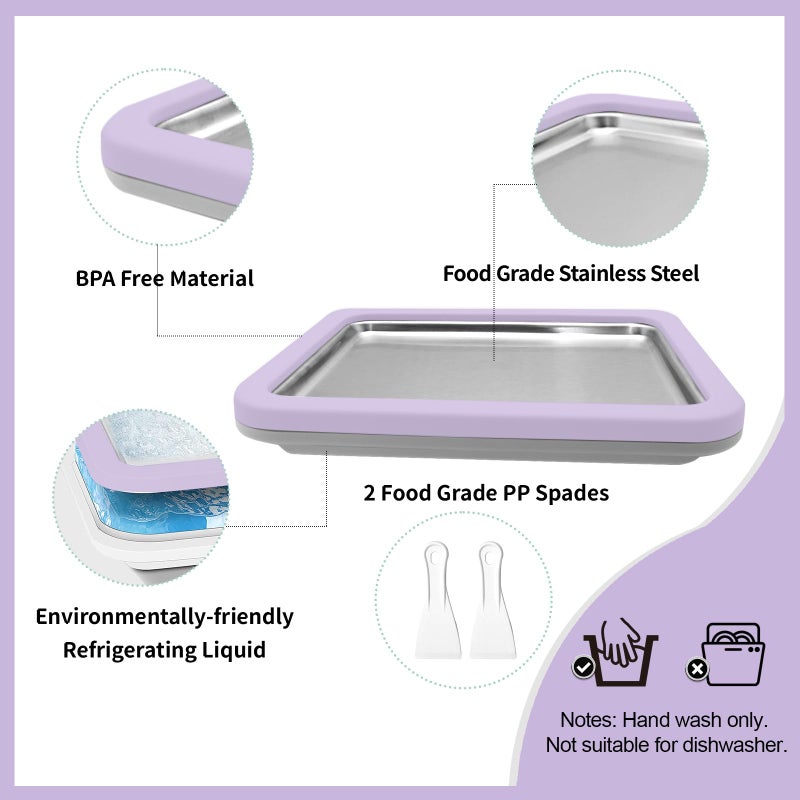 climafusion Rolled Ice Cream Maker Instant Ice Cream Maker with 2 Spatulas Frozen Yoghurt Plate Homemade DIY Instant Gelato Pan/Roll (Lavender) - Image 4