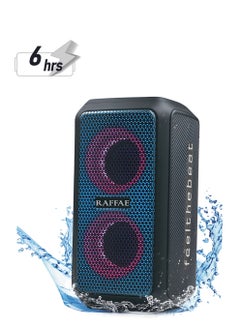 R15 Portable Wireless Speaker with 20W Stereo Sound, Bluetooth 5, Water Resistant, Device Charging Feature and Dazzling Color Lamp for Party Outdoor- Black
