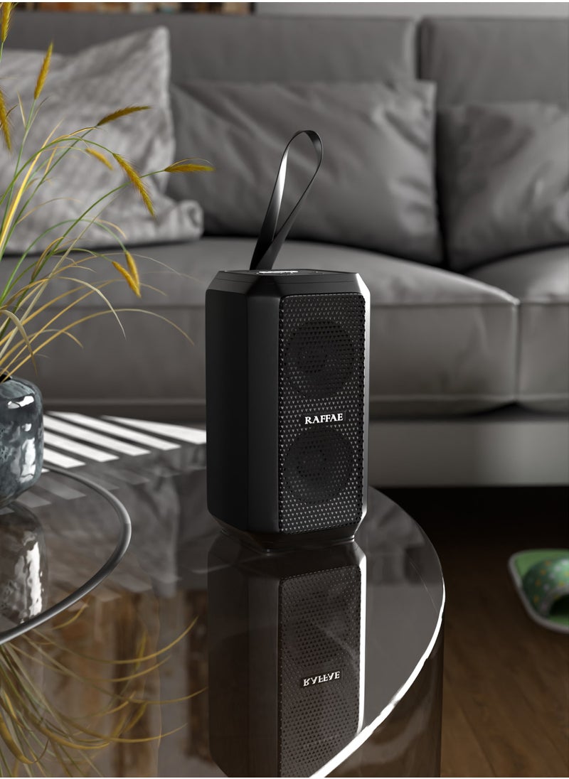 RAFFAE - R15 Portable Wireless Speaker with 20W Stereo Sound, Bluetooth 5, Water Resistant, Device Charging Feature and Dazzling Color Lamp for Party Outdoor- Black - Image 1