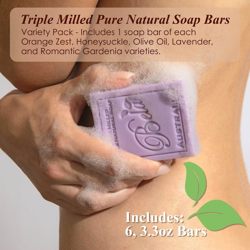 BELA Soap Variety Pack 3.3 OZ, Pack of 6, Long Lasting, French Triple Milled Bar Soap with Organic Shea Butter, Hand, Face and Body Wash Bar Made in Australia - Image 2