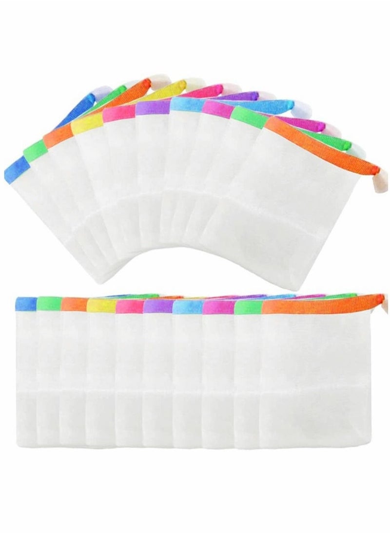 20 Pack Handmade Soap Bubble Mesh Bags, Exfoliating Mesh Soap Bag, Double Layer Foam Net Soap Saver Pouch Bags Body Facial Cleaning Tool(Assorted Colors)  - Image 1