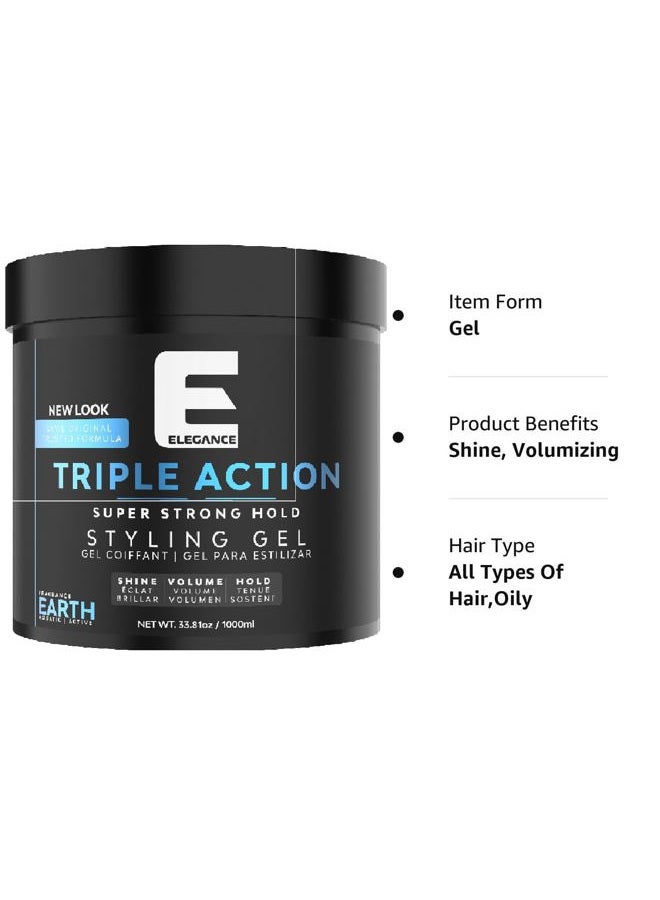 E Elegance Triple Action Hair Gel Earth, 33.8 oz /1000ml - Image 2