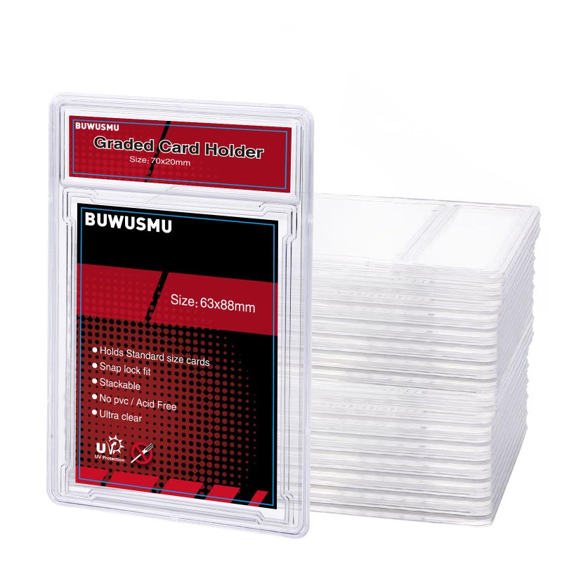 BUWUSMU 50 Pcs 35 Pt Acrylic Graded Card Card Holders  Card Protectors With Label Position For Trading Cards(2.5 X 3.54 Inch)  Slab Baseball Fit For Mtg Tcg And Sport Cards Storage And Display - Image 1