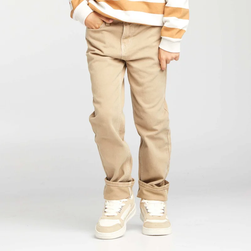 Kiabi Plain Straight-Leg Jeans Beige