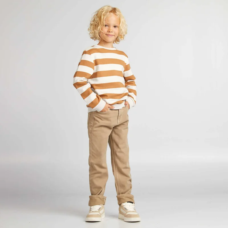 Kiabi Plain Straight-Leg Jeans Beige