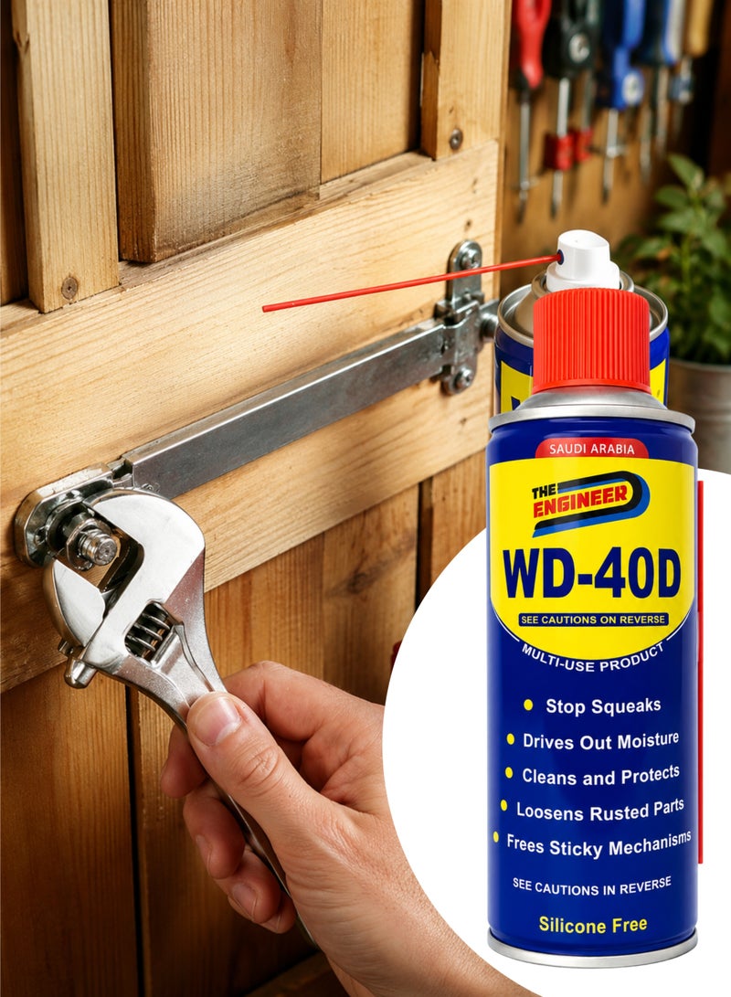 إنجينير عبوة ثنائية من بخاخ التشحيم متعدد الاستخدامات WD-40 | زيت اختراق خالٍ من السيليكون | يزيل صرير الأجزاء، يفكك القطع الصدئة، يطرد الرطوبة ويحمي من التآكل | بخاخ صيانة متعدد الأغراض - Image 4