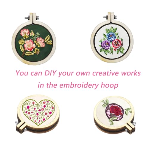 Dnyta 10pcs Mini Embroidered Hoop Round Tiny Cross Stitch Hoops for Art Craft Sewing Keychain Earrings Jewelry(1.6") - Image 5