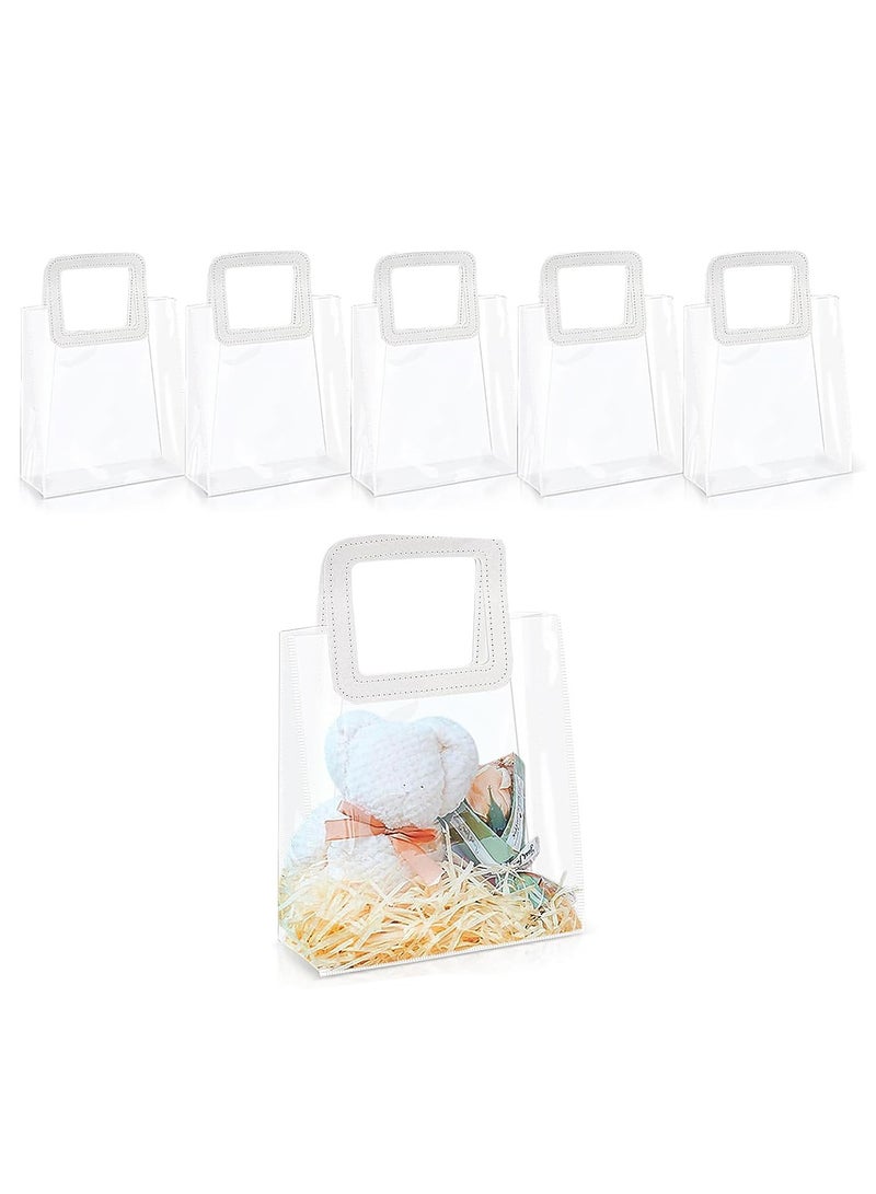 5 Pcs Clear Gift Bags,Small Reusable Plastic Gift Wrap Bags,Party Favor Bags for Wedding Birthday Baby Shower DIY,13 x 8 x 15cm - Image 1