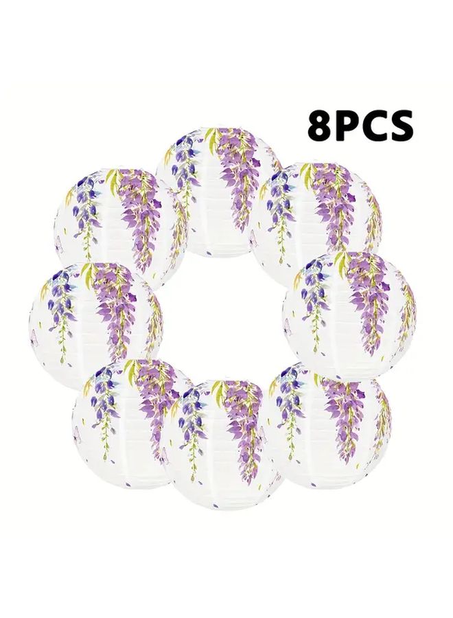 8pcs Purple Wisteria Flower Paper Lanterns Elegant Floral Design No Electricity Needed Wedding Party Home Decor - Image 2