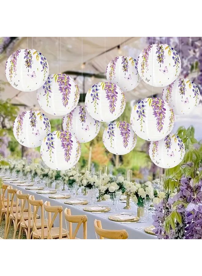 8pcs Purple Wisteria Flower Paper Lanterns Elegant Floral Design No Electricity Needed Wedding Party Home Decor - Image 5