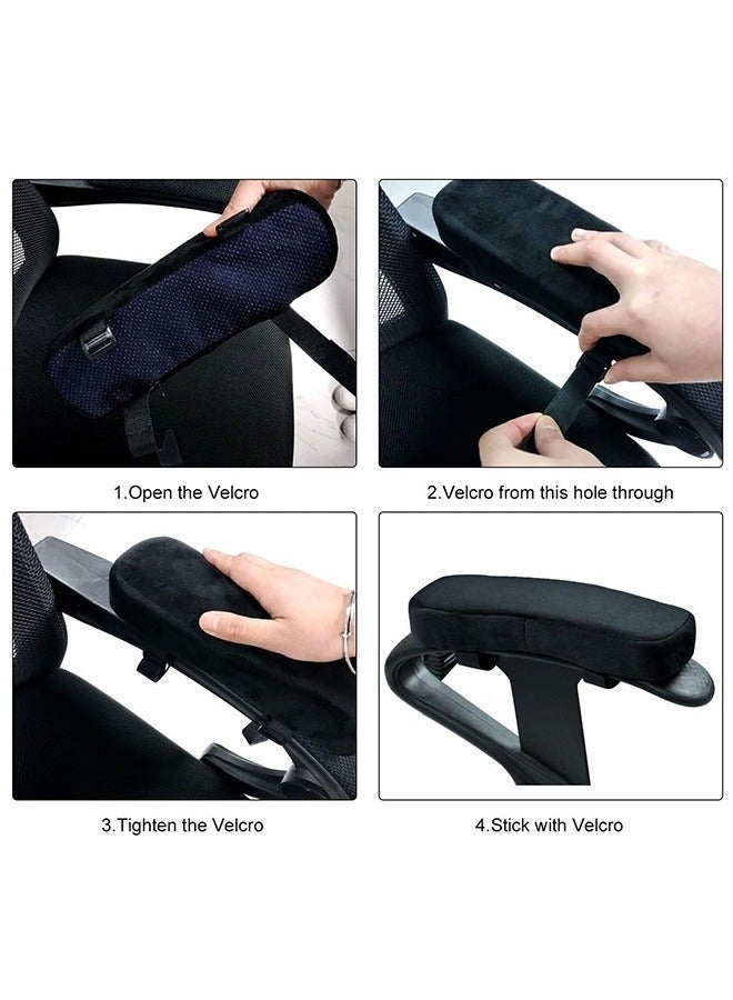 2Pcs Office Chair Armrest Pads Covers with Memory Foam Elbow Pillow for Forearm Pressure Relief, Black Arm Rest Covers for Office Chairs, Wheelchair, Comfy Gaming Chair - Image 5