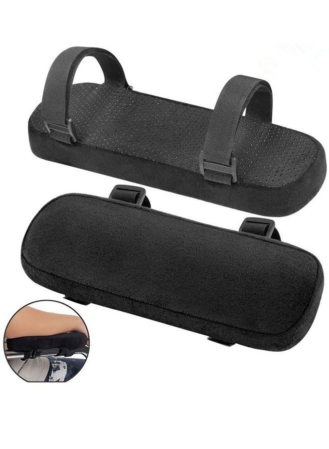 2Pcs Office Chair Armrest Pads Covers with Memory Foam Elbow Pillow for Forearm Pressure Relief, Black Arm Rest Covers for Office Chairs, Wheelchair, Comfy Gaming Chair - Image 1