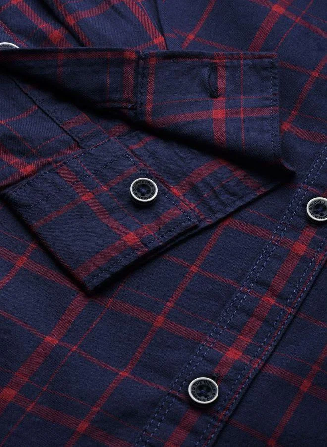 شركة المرآب الهندية Men Slim Fit Checkered Full Sleeves Spread Collar Casual Shirt