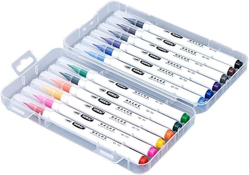 SXDHK SXDHK New Watercolour 12PCS Flexible Brush Pens Vivid Colors Portable Water Soluble Markers for Painting Art and Calligraphy - Image 2