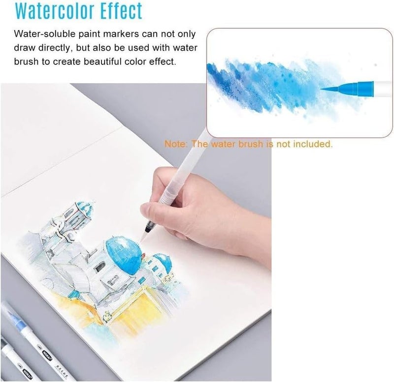 SXDHK SXDHK New Watercolour 12PCS Flexible Brush Pens Vivid Colors Portable Water Soluble Markers for Painting Art and Calligraphy - Image 5