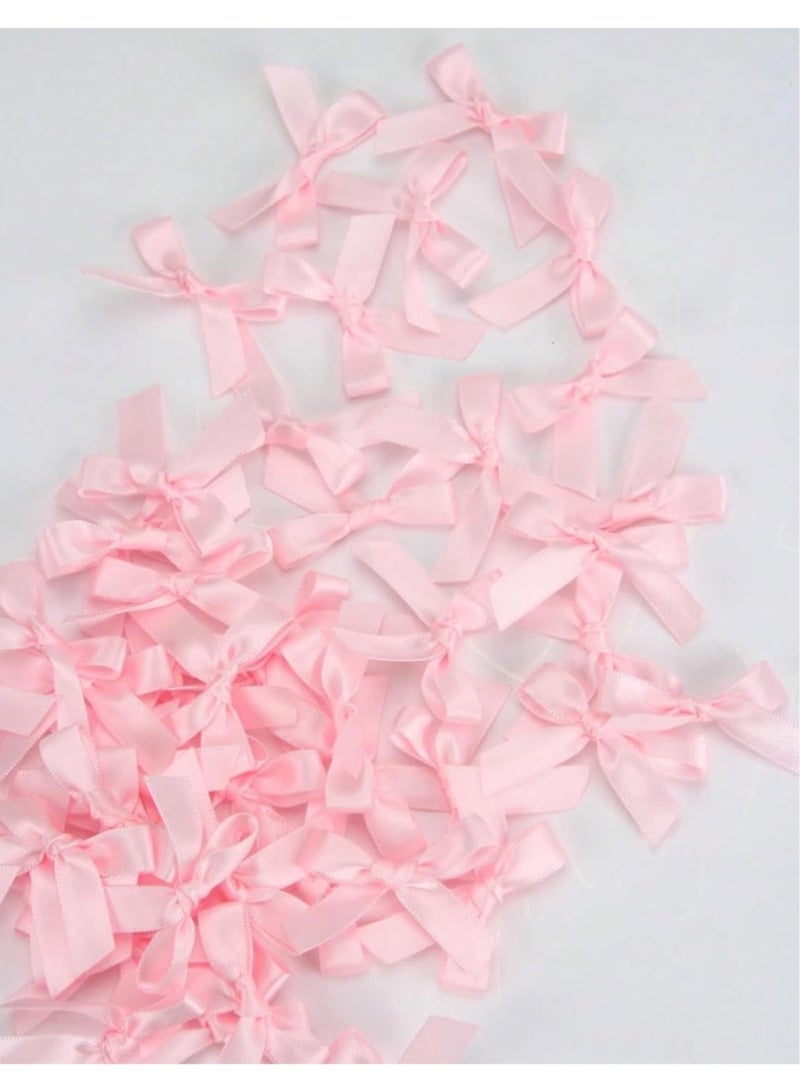 Ribbon bows for gift wrapping, handmade card decoration, hair accessories, jewelry bows, and decorating for weddings, Christmas, and rooms; pack of 50 pieces, pink. - Image 1