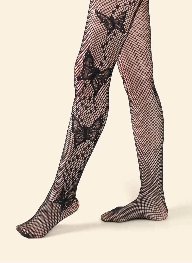 Butterfly Design Mesh Socks  - Image 1