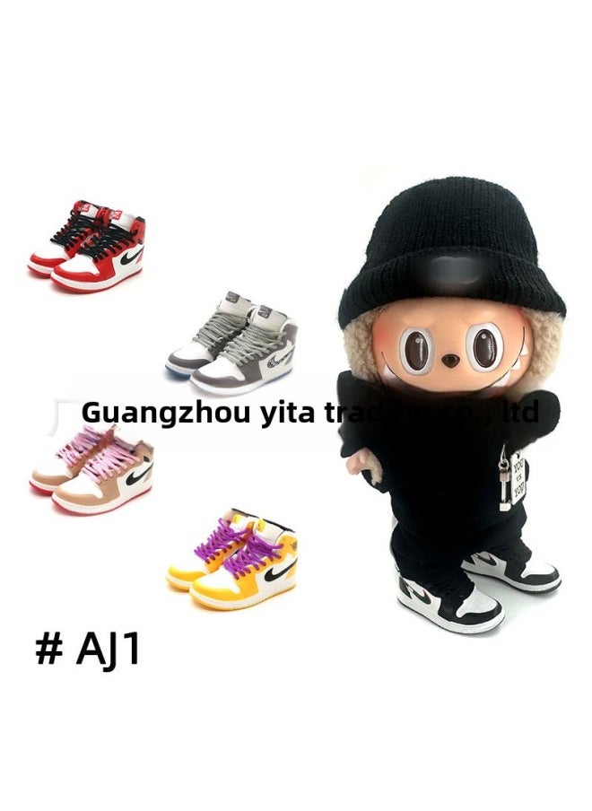 Generic - Labubu Labubu Doll 17cm Shoe Model 5cm Vinyl Toy Hand-made Blind Box AJ1 Pair-Color:26. Heineken - Image 1