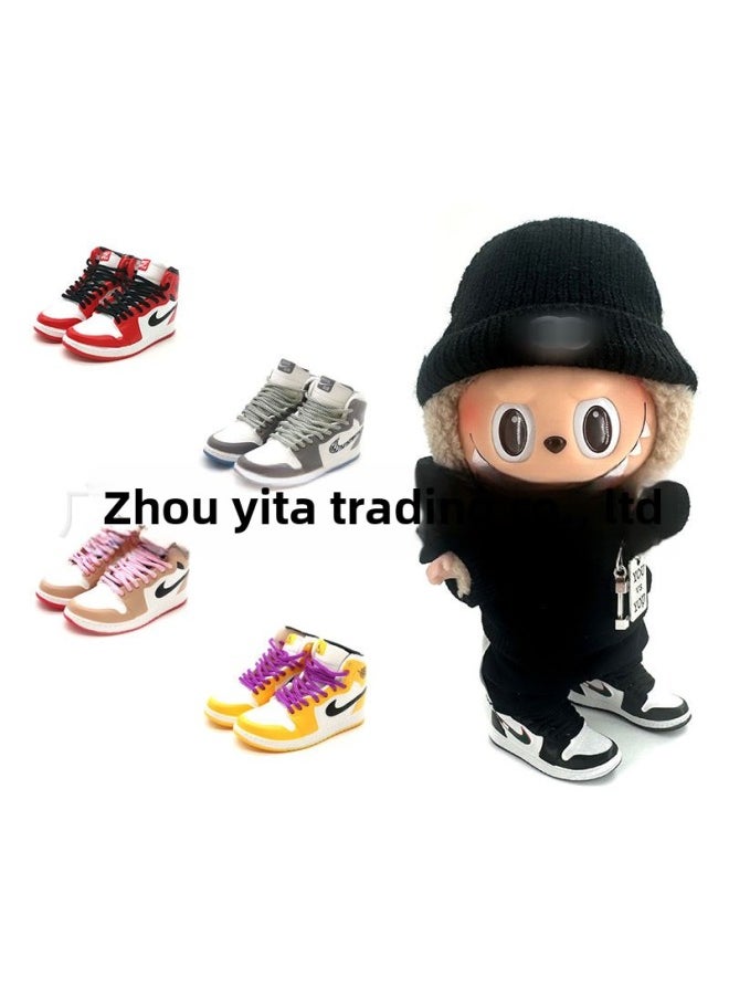Generic - Labubu Labubu Doll 17cm Shoe Model 5cm Vinyl Toy Hand-made Blind Box AJ1 Pair-Color:26. Heineken - Image 1