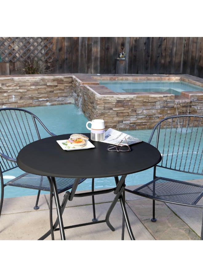 لايف تايم لطاولة قابلة للطي مستديرة للاستخدام التجاري الخفيف أسود وفضي 33 بوصة 80351 - Image 4