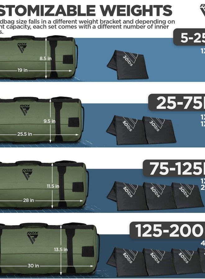 Rdx حقيبة رملية لتدريب الأوزان الرياضية، حقائب الطاقة مع مقبض، 2-90 رطل حقيبة وزن قابلة للتعديل للتدريب على القوة ورفع الأثقال والجري والتمارين الثقيلة في المنزل، تُباع بدون تعبئة - Image 4