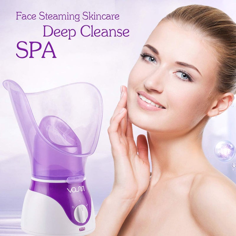 VOUM Facial Steamer, Face Steamer for Facial Deep Cleaning Home Facial Sauna Spa Sinuses Humidifier Atomizer Warm Mist Unclogs Pores Unisex (Purple) - Image 3