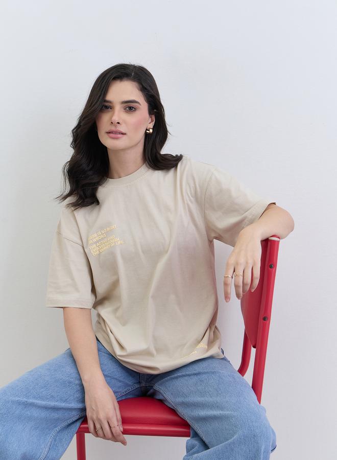 ستايلي تيشيرت واسع بطبعة بارزة - Image 1