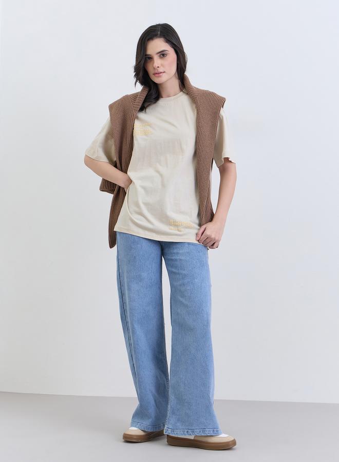 ستايلي تيشيرت واسع بطبعة بارزة - Image 2