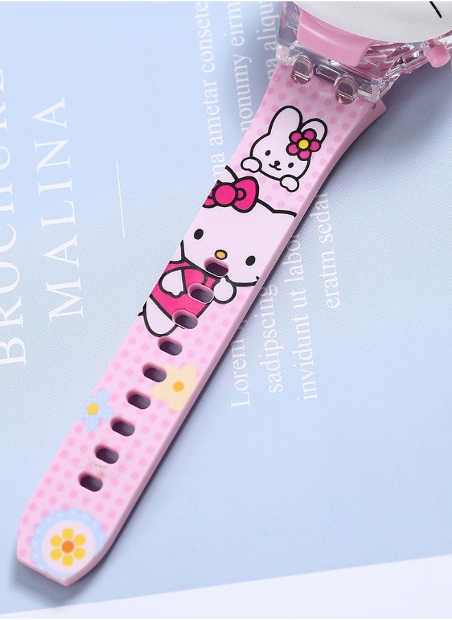 Hello Kitty - Hello Kitty Cartoon Children's Watch, Children's Watch Toy with Light Effect, Kids Electronic Watch with Music, Flip-top Cartoon Watch for Kids - Image 1