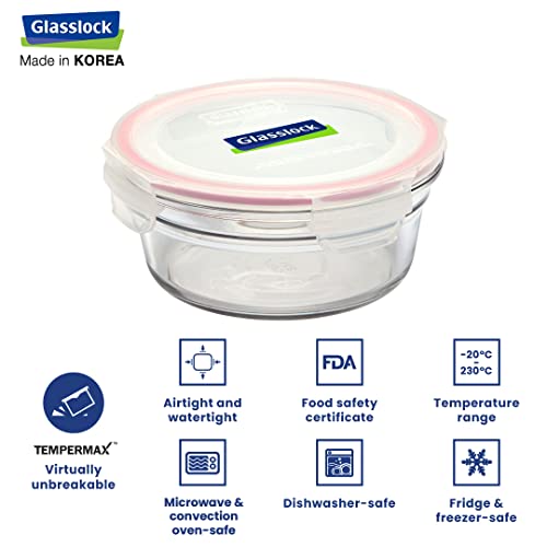 Glasslock Korea Tempered Glass Baking Dish with Lid - Ring Taper 850ml Round - Pudding Tray/Containers - Airtight Kitchen Storage Bowl/Container - Oven/Microwave/Dishwasher/Fridge/Freezer Safe - Image 3