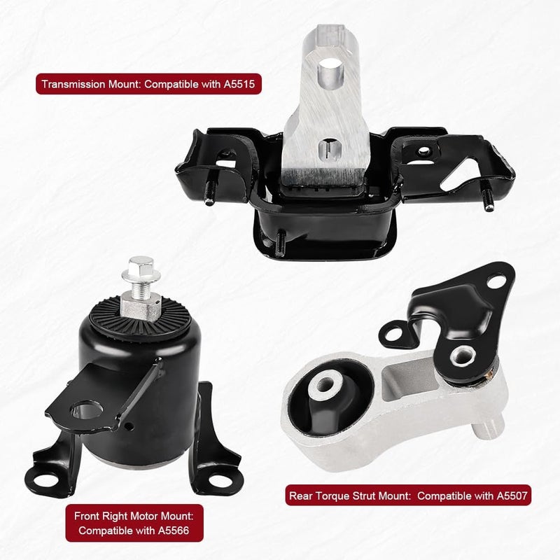 JDMON 3Pcs Engine Motor & Transmission Mount Kit for Ford Fiesta 1.6L Manual Trans (2011-2016) - Image 2