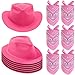 Haysandy 6 PCS Western Cowboy Hat Set Cowgirl Hat and Bandana Set for Halloween Birthday Kids Western Costume PartyPinkFlocking - Image 3