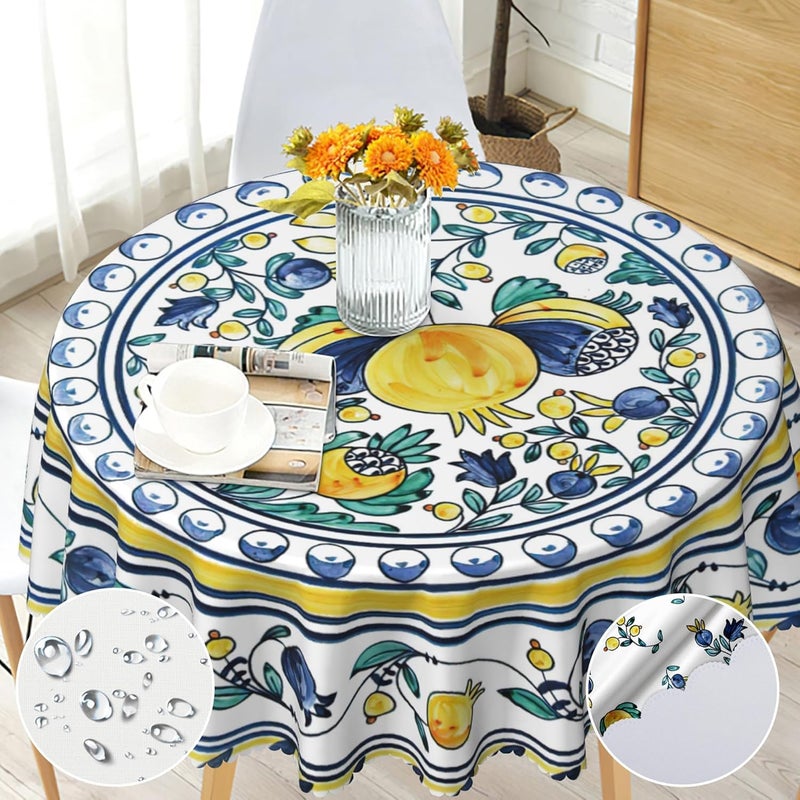 Arroganttiom Round Tablecloth 70 inch, Floral Round Table Cloth, Stain Resistance, Water Repellent and Wrinkle-Free, Colorful Flower Circle Tablecloth for Home Kitchen Dining Party Patio Indoor and Outdoor Use - Image 1