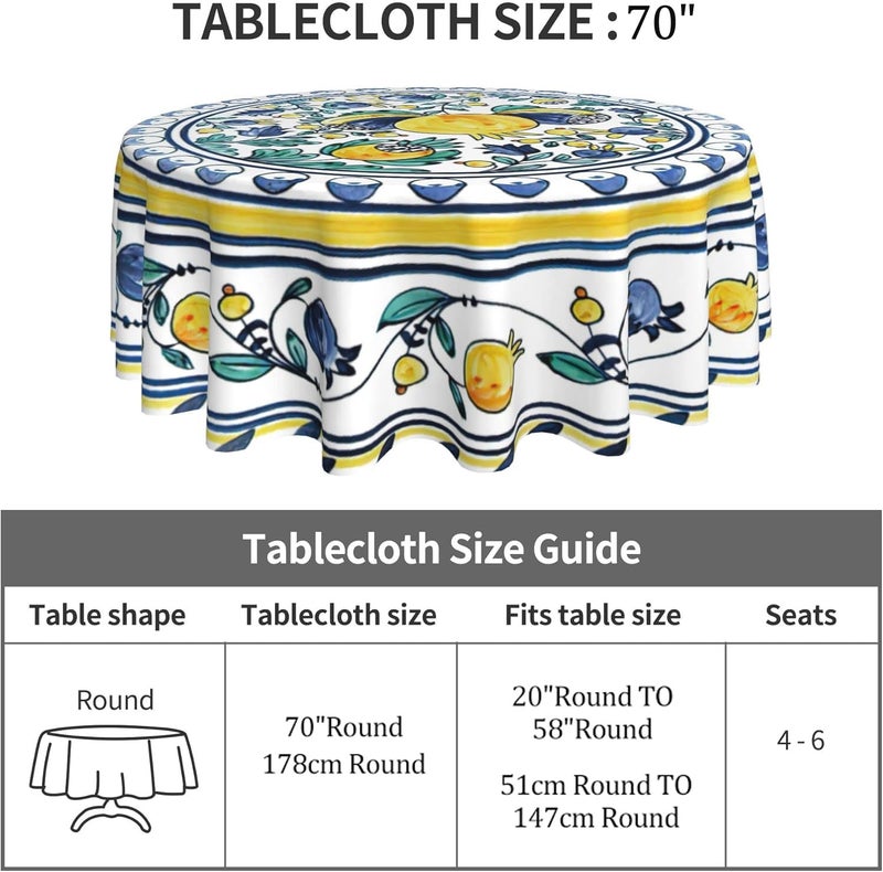 Arroganttiom Round Tablecloth 70 inch, Floral Round Table Cloth, Stain Resistance, Water Repellent and Wrinkle-Free, Colorful Flower Circle Tablecloth for Home Kitchen Dining Party Patio Indoor and Outdoor Use - Image 5