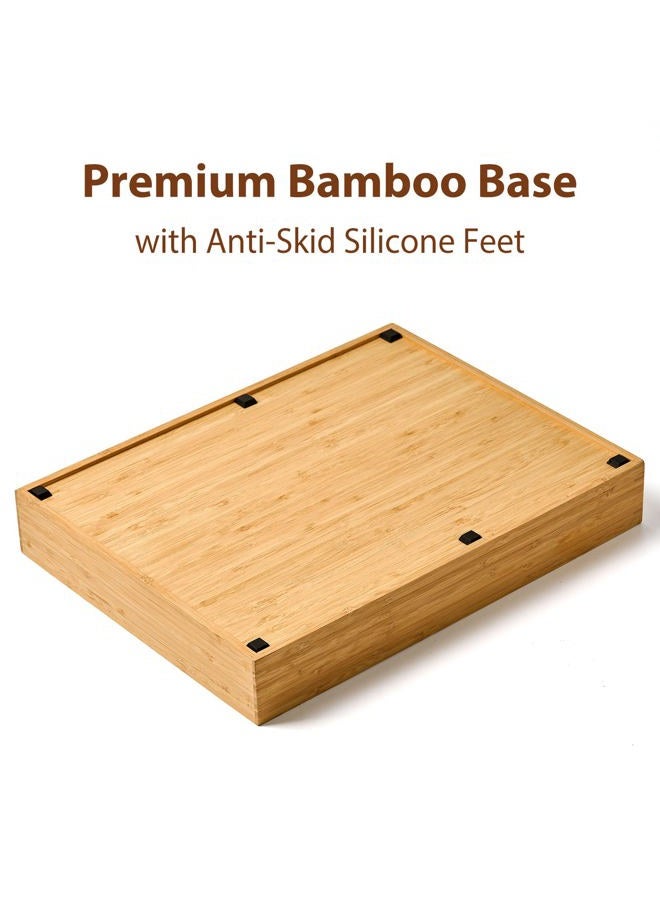 Umilife Rustic Natural Minimalist 7 Slot Bamboo Kitchen Drawer Organizer, Silverware Tray Holder, Non-Slip Feet, 13 Inch, 2.5 Inch Deep - Image 5