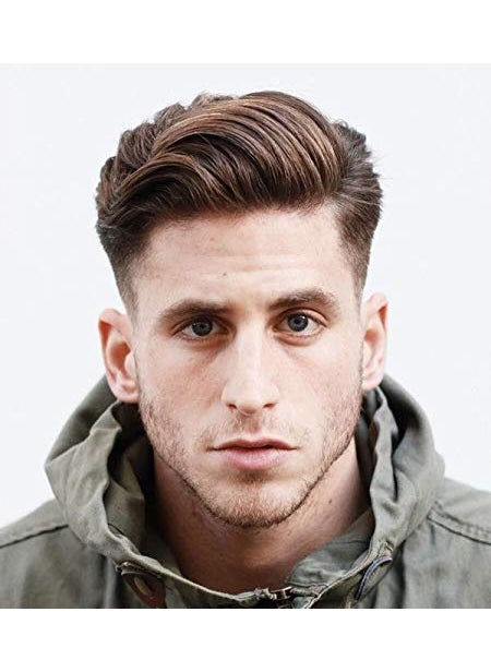 Voloria Mens Toupee 8inch Hairpieces 100 European Virgin Human Hair Replacement System Hair Topper Pieces for Men Swiss Lace Net with PU Base Size 433x669 inch1 Dark Brown Color 