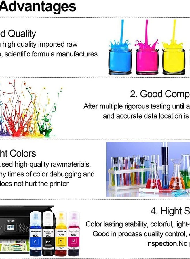 Printers Jack Compatible T522 Refill Ink Bottle Kit for EcoTank ET-2720, ET-4700, Ink with Black, Cyan, Magenta, Yellow 4-Pack ( Regular Refilled Ink ) - Image 4