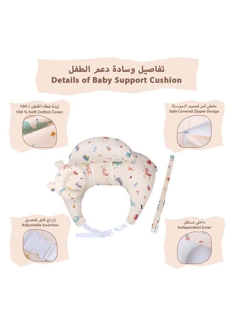 وسادة رضاعة كبيرة، وسائد تغذية للأم مع وسادة دعم للطفل، وسائد تغذية مريحة للأطفال مع حزام خصر قابل للتعديل، غطاء قطني قابل للإزالة لحديثي الولادة - Image 5