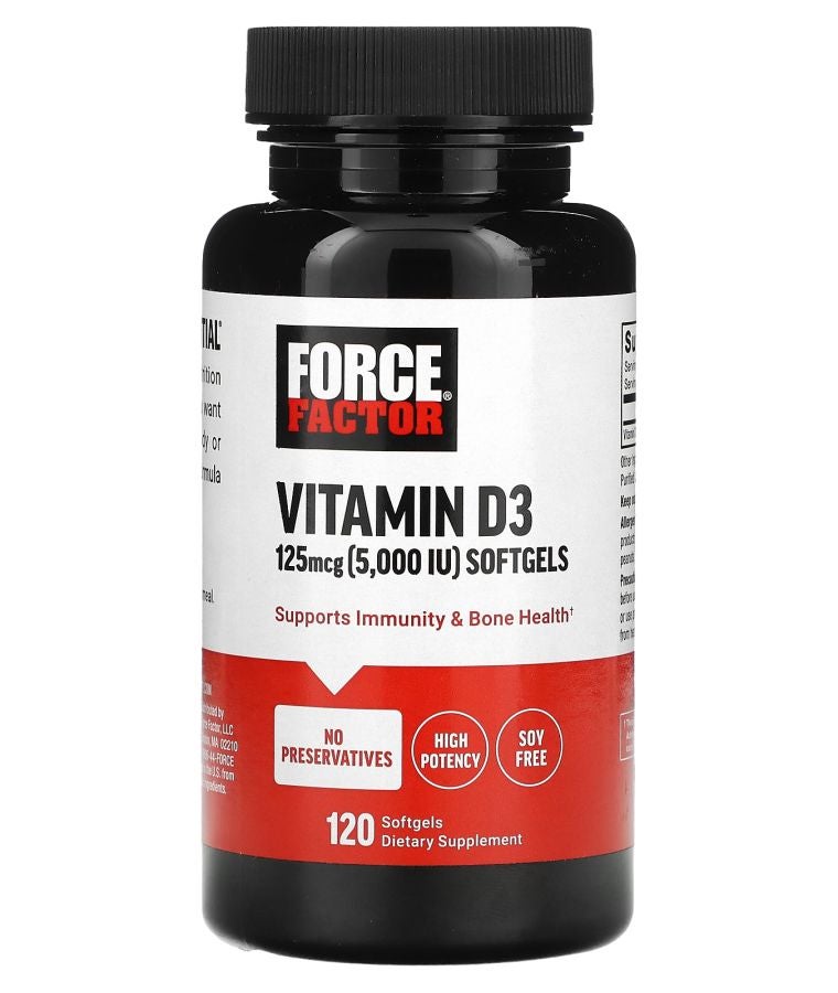 Force Factor Vitamin D3 125 mcg (5000 IU) 120 Softgels